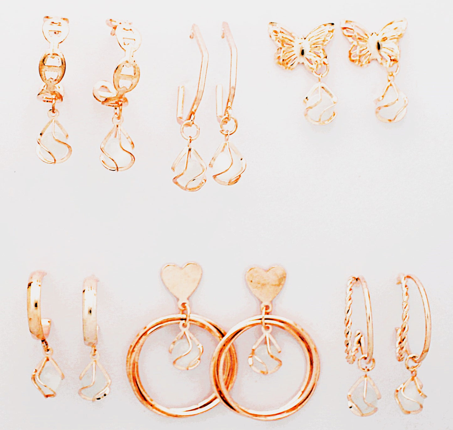 O'dazzle Trendy Rose-gold earrings 6 pairs