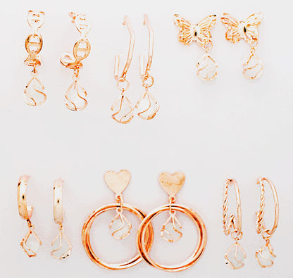 O'dazzle Trendy Rose-gold earrings 6 pairs